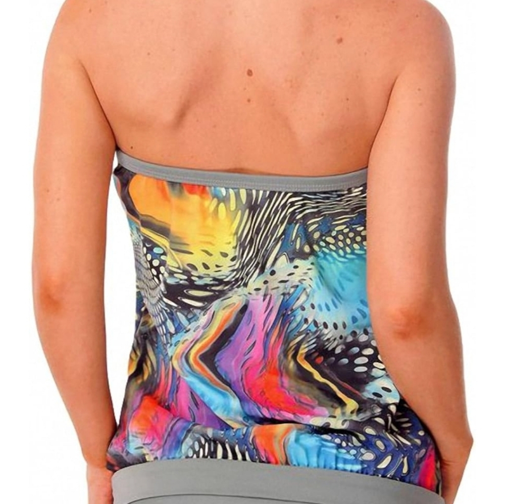 Dippin' Daisy's Multicolor Tankini Top Size 8 Removeable Halter Tie Strap USA - Picture 3 of 17